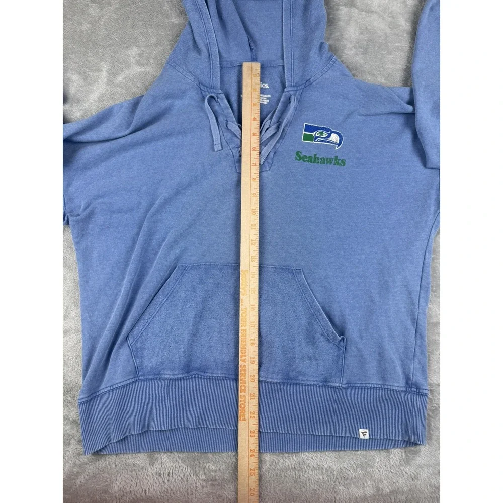 Seattle Seahawks Womens Large Hoodie Fanatics Blue Lace Up Pullover NFL